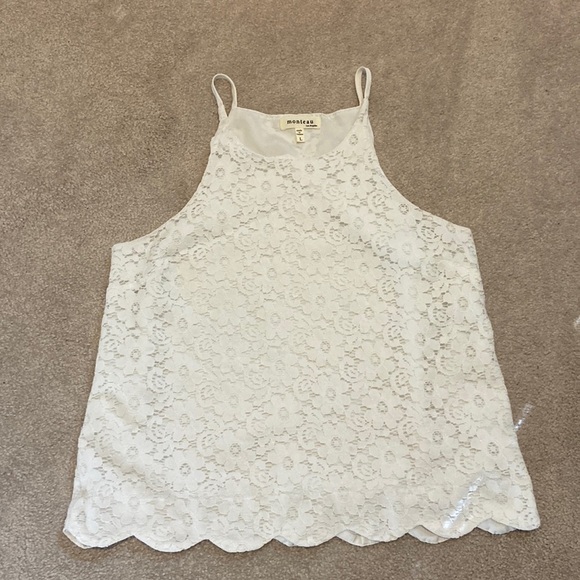 Monteau Tops - MONTEAU White Lace Top